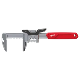 12” Quick Adjust Smooth Jaw Wrench with a metal adjustable jaw and a solid red handle on a plain background.