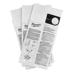Three rectangular Fleece Dust Bags (3 PK) with printed instructions and a circular connector panel.