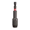 2.875" SHOCKWAVE Impact Locking Bit Holder with a hexagonal bit, red band, and a textured grip for secure handling.