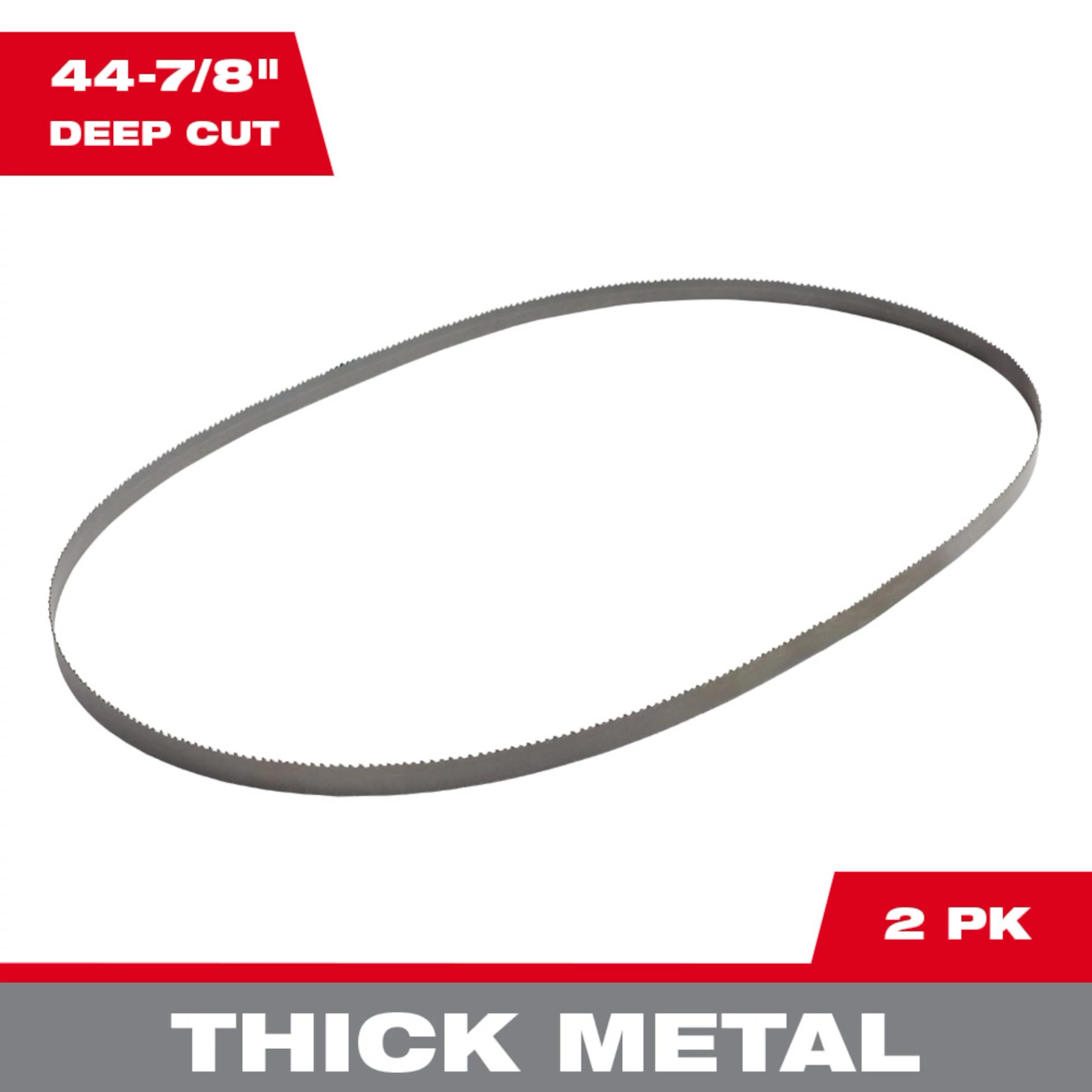 Band Saw Blade Main Image is a 44-7/8 inch, thick metal, deep cut blade. The package contains two blades.