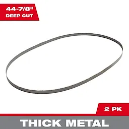 Band Saw Blade Main Image is a 44-7/8 inch, thick metal, deep cut blade. The package contains two blades.