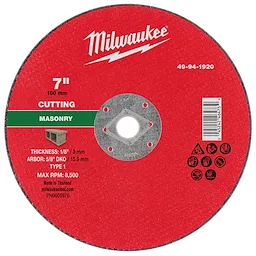 7" x 1/8" x 5/8" DKO Masonry Cut Off Wheel - Type 1 designed for cutting masonry. Features 8,500 max RPM and made in Thailand.