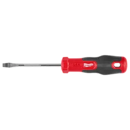 1/4" SL 4" Ergo Grip Screwdriver (USA) with a flat metal shaft and red and black ergonomic handle on a plain background.