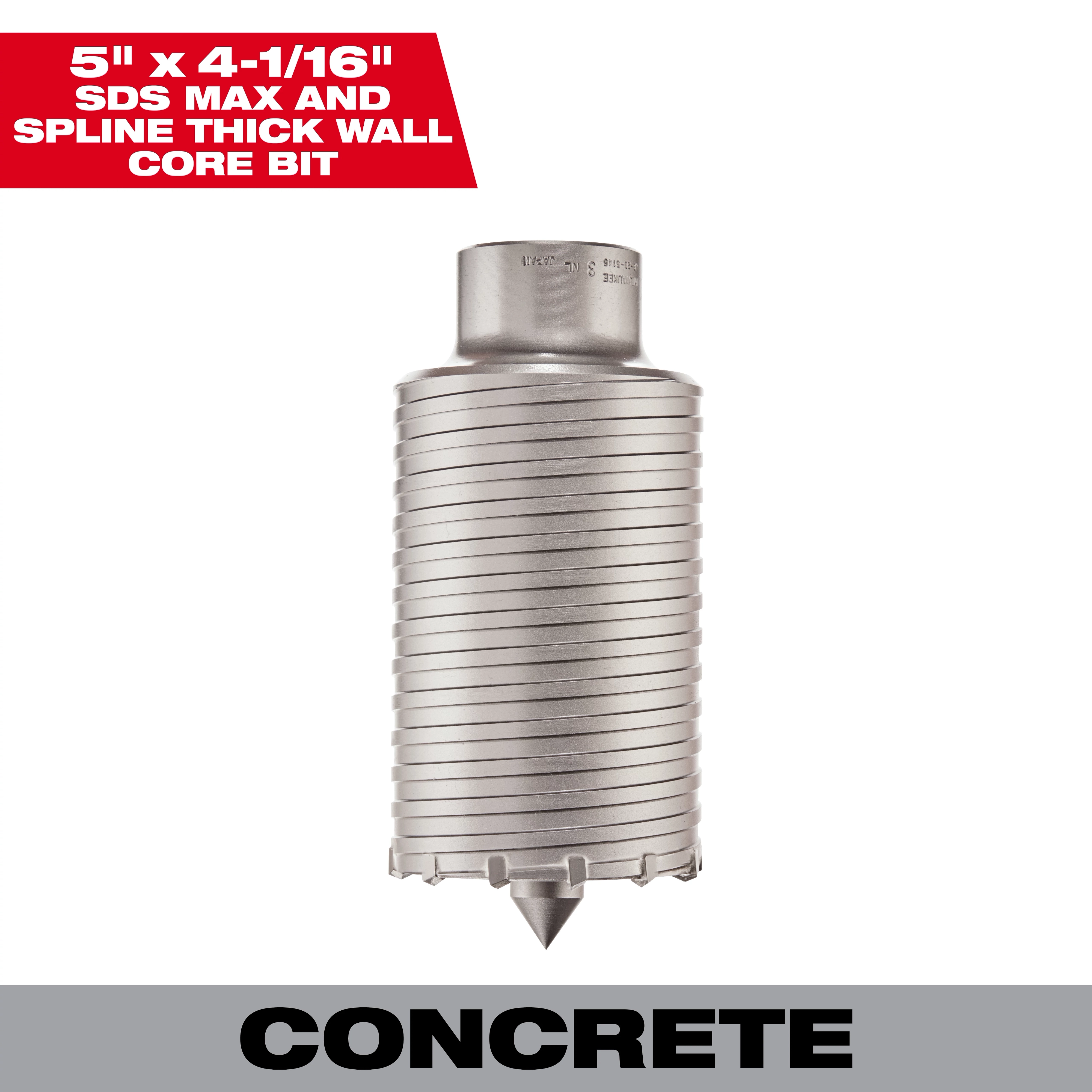 SDS-MAX and SPLINE Thick Wall Carbide Tipped Core Bit 5