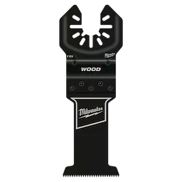 Milwaukee OPEN-LOK High Carbon Steel Wood Blade features sharp teeth and a black and silver design labeled "WOOD" and "Milwaukee."