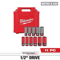 SHOCKWAVE Impact Duty™ 1/2 Drive SAE & Metric 11PC Lug Nut Wheel Socket Set