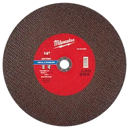 14" Metal Cut Off Wheel -Type 1 for metal and stainless steel cutting, with a 1-inch arbor, maximum RPM of 5,500.