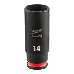 SHOCKWAVE Impact Duty 1/4" Drive 14MM Deep Impact Socket in black with red accent, featuring product number 49-66-6048.