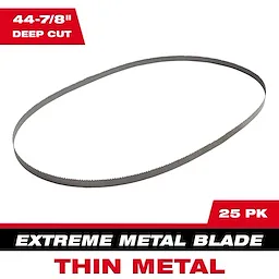 Band Saw Blade Main Image shows a 44-7/8-inch deep cut band saw blade, labeled for extreme metal cutting. Comes in a 25 pack.