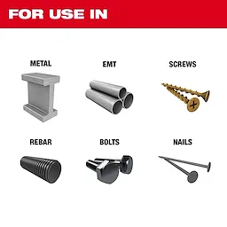 NITRUS CARBIDE Extreme Metal Universal Fit OPEN-LOK Multi-Tool Blade shown for use on metal, EMT, screws, rebar, bolts, and nails.