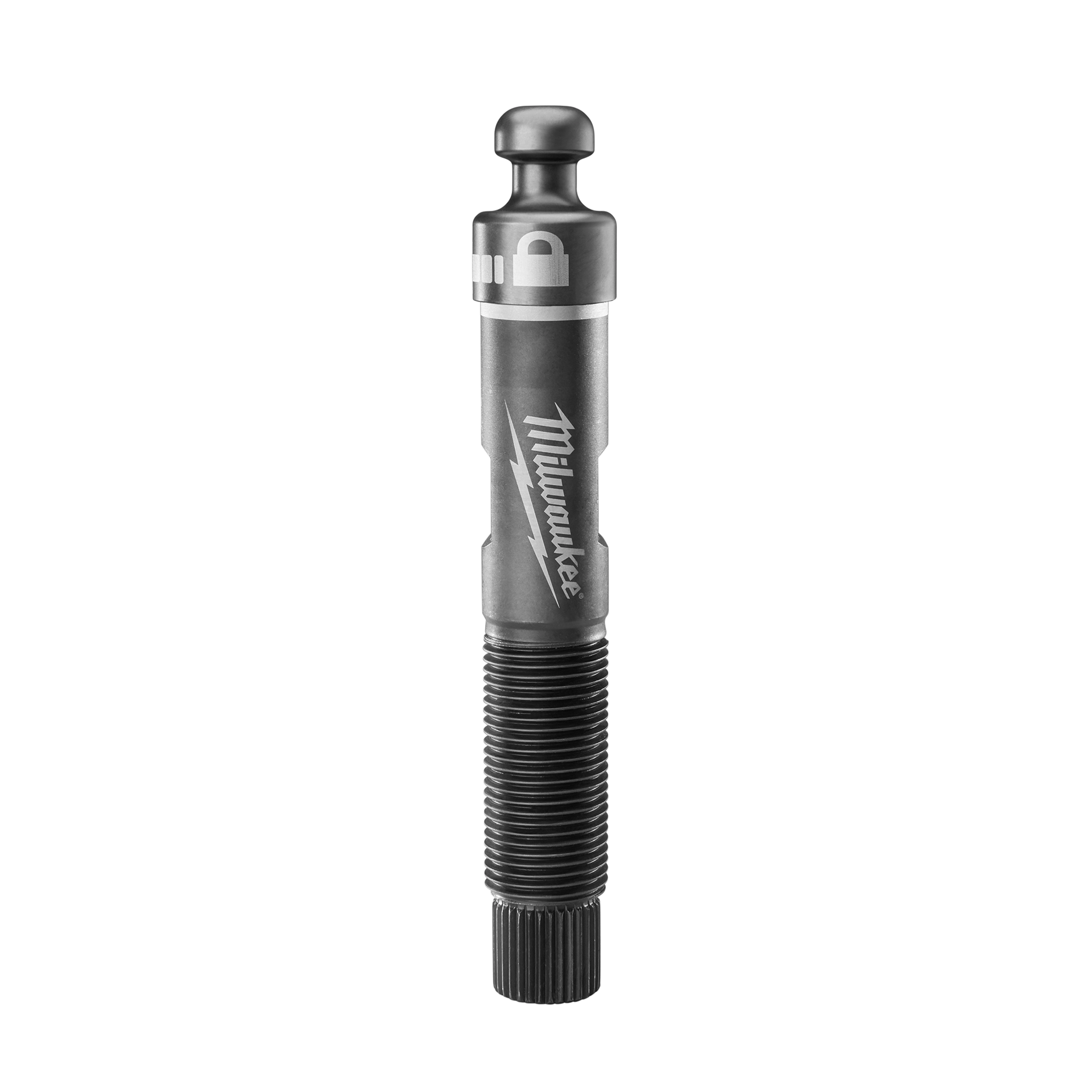 Milwaukee EXACT Rapid Reset 3/4" Draw Stud Set features a metallic, cylindrical tool with a threaded lower half and branded logo.