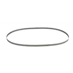 The Deep Cut Extreme Thick Band Saw Blade is a continuous loop of metal with evenly spaced teeth along one edge, designed for heavy-duty cutting tasks. The blade is oval-shaped and made from durable, thick material to handle extreme cutting requirements.