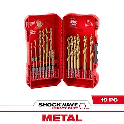 SHOCKWAVE Impact Duty™ RED HELIX™ Titanium Metric Drill Bit  Set - 19PC