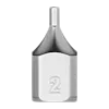 A 1/4" Drive 2mm Low-Profile Hex Bit Socket with a metallic finish. The bit has a hexagonal tip and the number "2" engraved on its lower half.