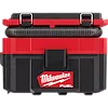 Milwaukee M18 FUEL PACKOUT 2.5 Gallon Wet/Dry Vacuum with black and red body, secure latches, and integrated hose storage.