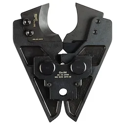 750 MCM Cu/Al Cutting Jaw, black metal V-shaped component with sharp blades, used for cutting copper and aluminum cables.