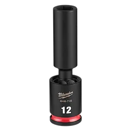 SHOCKWAVE Impact Duty 3/8" Drive 12MM Deep Swivel Socket standing upright on a plain background.