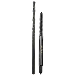 4-40 Straight Flute Plug Tap and #43 Drill Bit set includes a spiral drill bit and a straight plug tap for threading purposes.