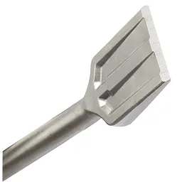 SDS-MAX SCRAPING tool with a flat, chisel-like blade designed for heavy-duty scraping and demolition tasks on various surfaces.