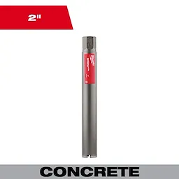 2" Diamond Ultra Dry Core Bit Primary for concrete drilling. Cylinder-shaped with silver body and a red label near the top.