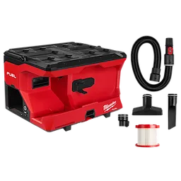 M18 FUEL 4 Gallon Wet/Dry Vacuum w/ PACKOUT Compatibility & VACLINK with hose, filter, and nozzle accessories.