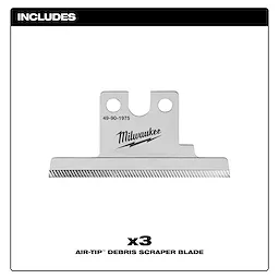 AIR-TIP Debris Scraper Blade 3-Pack includes three metal scraper blades with a serrated edge and two mounting holes.