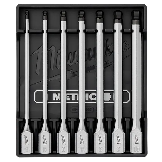7pc 3/8” Drive Long Ball End Hex Bit Socket Set - Metric