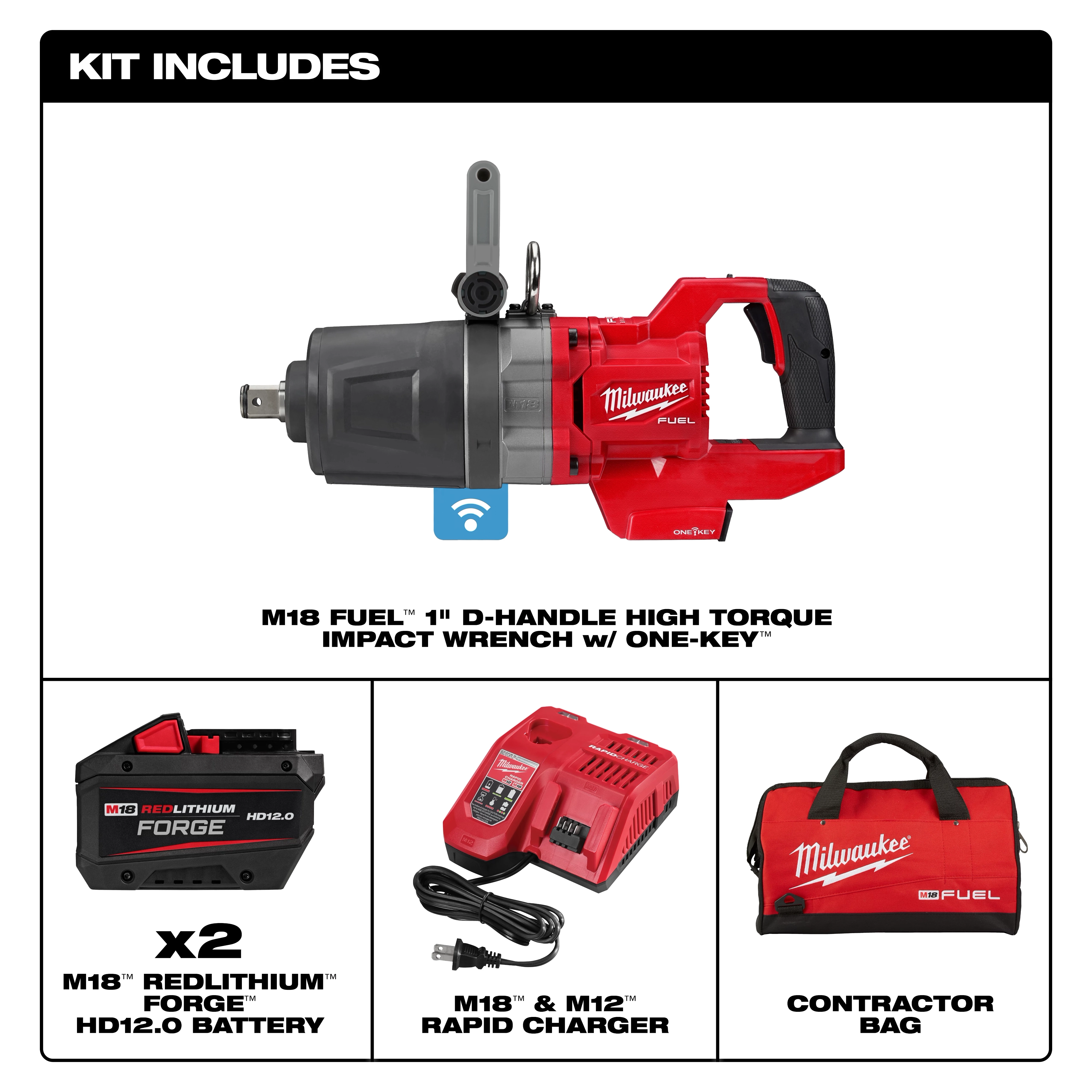 M18 FUEL™ 1" D-Handle High Torque Impact Wrench w/ ONE-KEY™ Kit - 3
