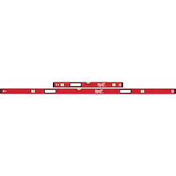 Red REDSTICK Level with an aluminum frame features horizontal and vertical bubble vials for accurate leveling. Available in different lengths.