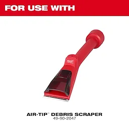 AIR-TIP Debris Scraper shown in red with "For Use With" text above and model number 49-90-2047 below.