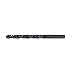 9/32" THUNDERBOLT BLACK OXIDE DRILL BIT, featuring a black oxide coating, a spiral flute, and a threaded shank, against a white background.