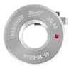 Milwaukee 49-16-8034 silver aluminum knockout punch with engraved labeling, a red indicator dot, and a circular shape.