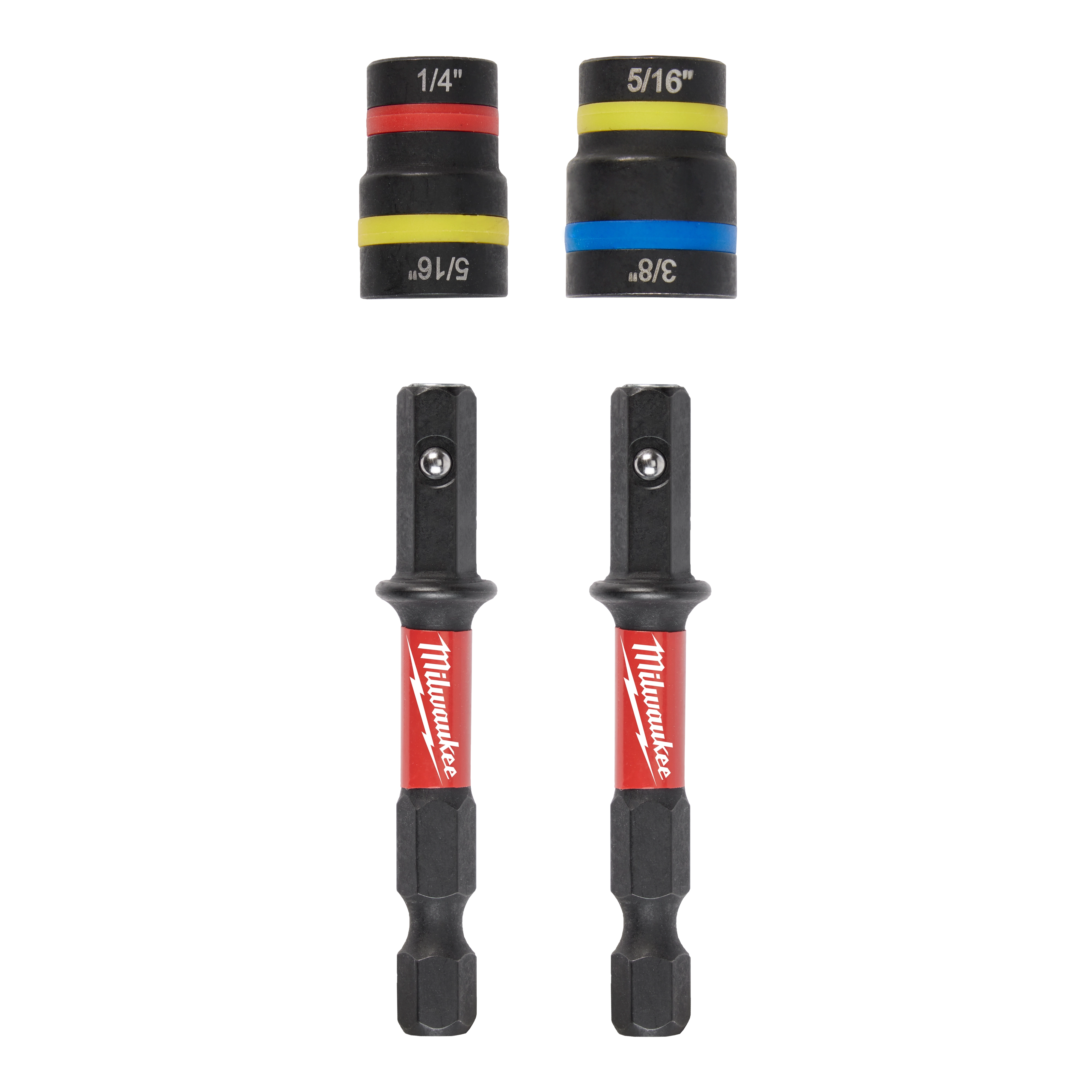 SHOCKWAVE Impact Duty QUIK-CLEAR 2-in-1 Magnetic Nut Driver Set - 2PC includes two nut drivers and four interchangeable heads.