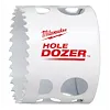 RANGE OF Hole Dozer Bi-Metal Hole Saw 2-3/8", 2-1/2", 2-9/16", and 2-5/8", featuring a white cylindrical saw with sharp teeth.