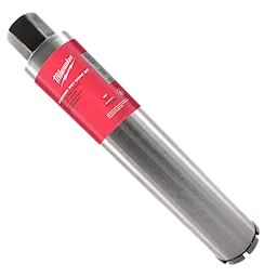 DIAMOND WET CORE BIT Block Shot has a silver cylindrical body and a red label displaying the product name and specifications.
