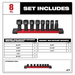 INSIDER™ Box Ratchet Socket SAE Set 8PC