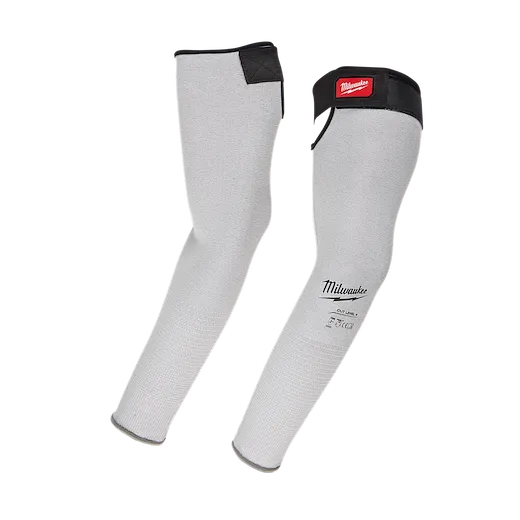 Cut Level 4 Protective Sleeves are shown. They are gray with black trim, featuring a manufacturer's logo and size indicators.