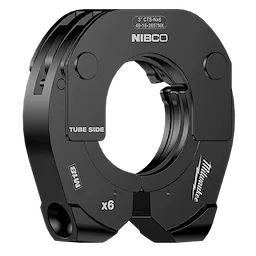 The product is a 3" NIBCO Press Ring designed for use with the M18 FORCE LOGIC Long Throw Press Tool, shown in black with labeling.