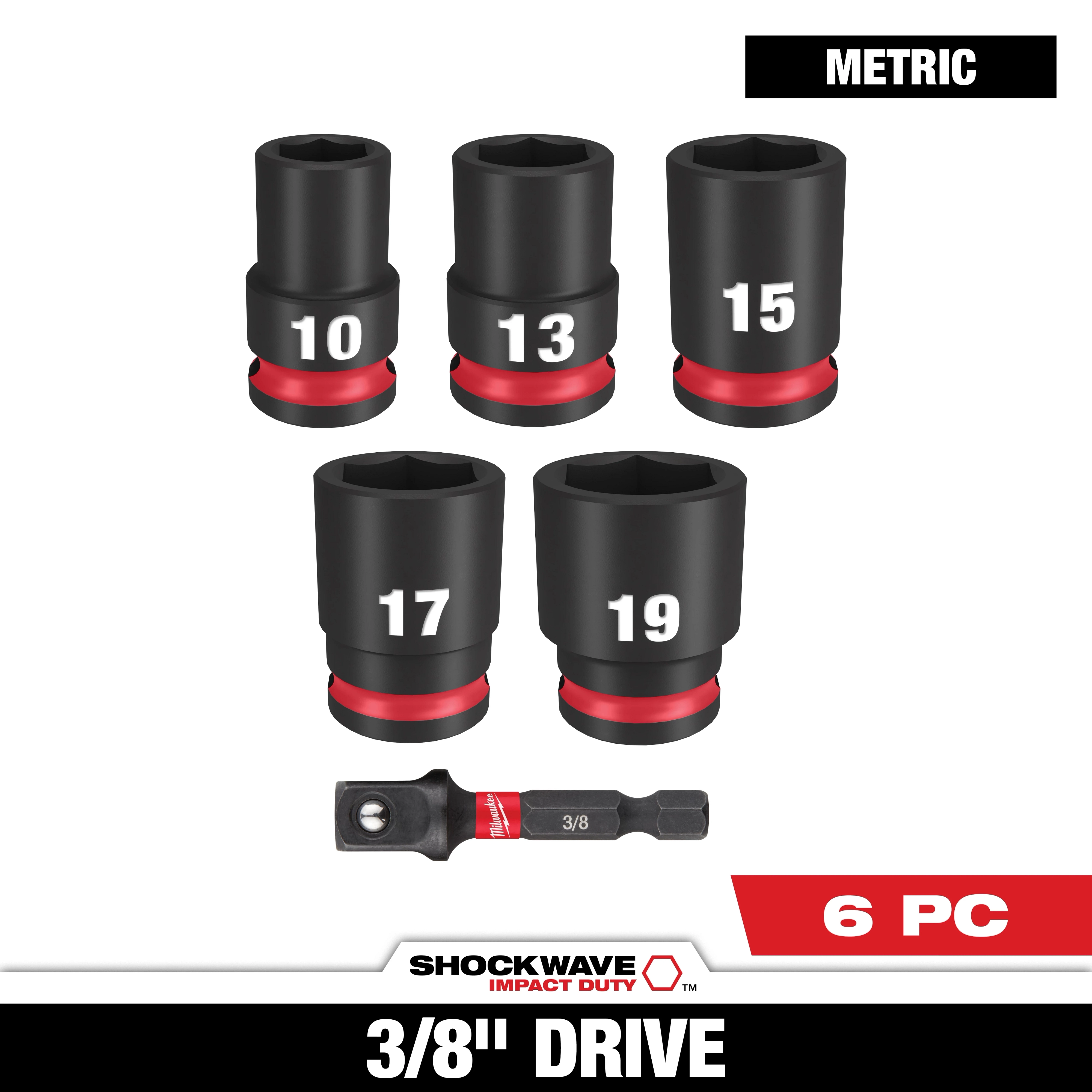 6PC SHOCKWAVE Impact Duty™ 3/8" Drive Metric Standard Socket Set