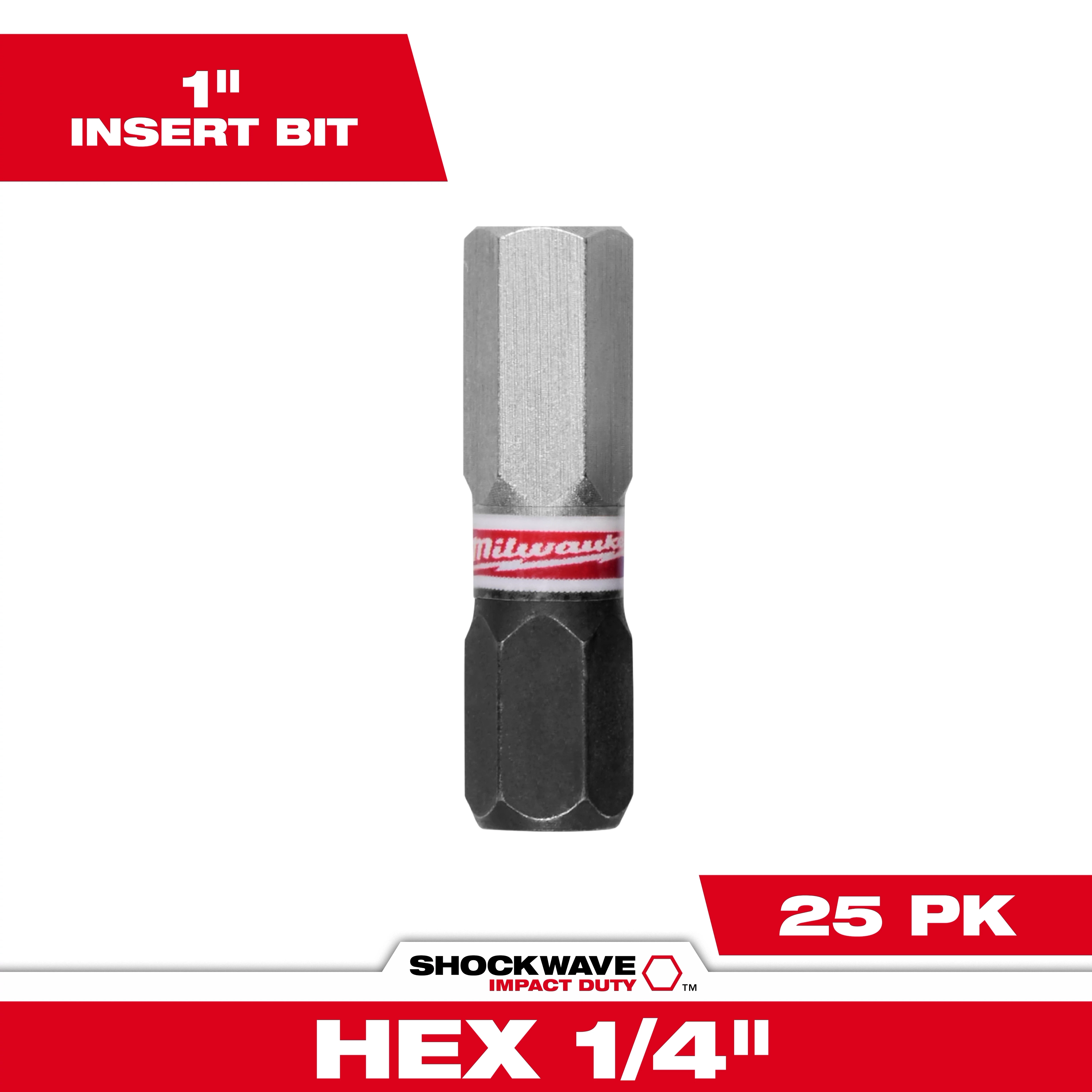 SHOCKWAVE™ 1" Impact Duty Hex 3/16" Insert Bits Bulk 25