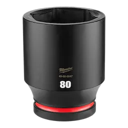 SHOCKWAVE Impact Duty 1" Drive 80MM Deep Impact Socket, black with red ring at base, model number 49-66-6647, size labeled as 80.