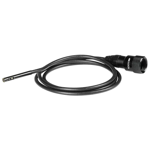 5mm Borescope Camera Cable features a slender, flexible design ideal for inspecting hard-to-reach areas. It has a small camera at one end and a connector at the other, marked with a "REMOVE" label and an arrow. The cable is black and appears to be ribbed for durability.