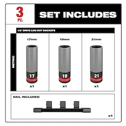 SHOCKWAVE Impact Duty 1/2 in. Drive Deep Metric Lug Nut Impact Socket Set 3 Piece