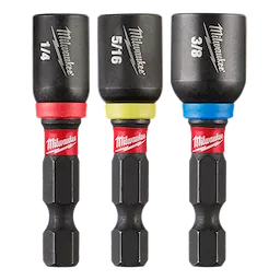SHOCKWAVE Impact Duty 1-7/8" Magnetic Nut Driver SET 3PC includes drivers with sizes 1/4", 5/16", and 3/8", each labeled in different colors.