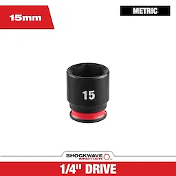 SHOCKWAVE Impact Duty 1/4" Drive 15MM Standard 6 Point Socket centered on a plain background.