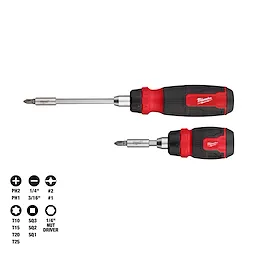 2pc 14-in-1 Ratcheting Multi-Bit and 8-in-1 Ratcheting Compact Multi-bit Screwdriver Set includes two screwdrivers with interchangeable bits.