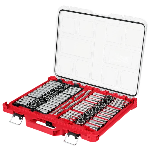 98pc 3/8" Drive 6-Pt and 12-Pt Metric & SAE Ratchet & Socket Set with PACKOUT™ Low-Profile Organizer