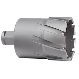 2-1/4" Annular Cutter, silver in color, with sharp, evenly spaced cutting teeth around a cylindrical body for drilling holes.