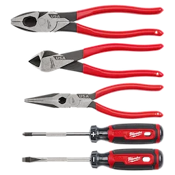 5PC Dipped Grip Cutting Pliers & Cushion Grip Screwdrivers Set (USA)