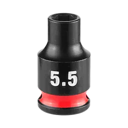 SHOCKWAVE Impact Duty 1/4" Drive 5.5MM Standard Impact Socket, black with white "5.5" text and a red ring around the base.